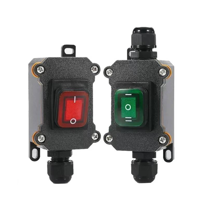 12V/24V/220V Waterproof Marine Rocker Switch With LED Outdoor Junction Box Inline Power Cord Power Switch IP65,Screw Wiring DERYLFGND(Double red 12-24V) von DERYLFGND