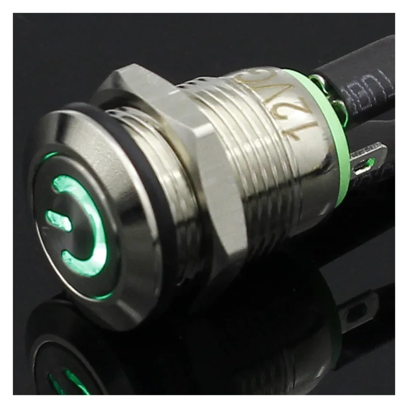 12mm 3V 5V 12V 220V Angel Eye Aluminum Metal LED Power NO Push Button Switch Self-reset Metal Switch Normally Open DERYLFGND(Green,220V) von DERYLFGND