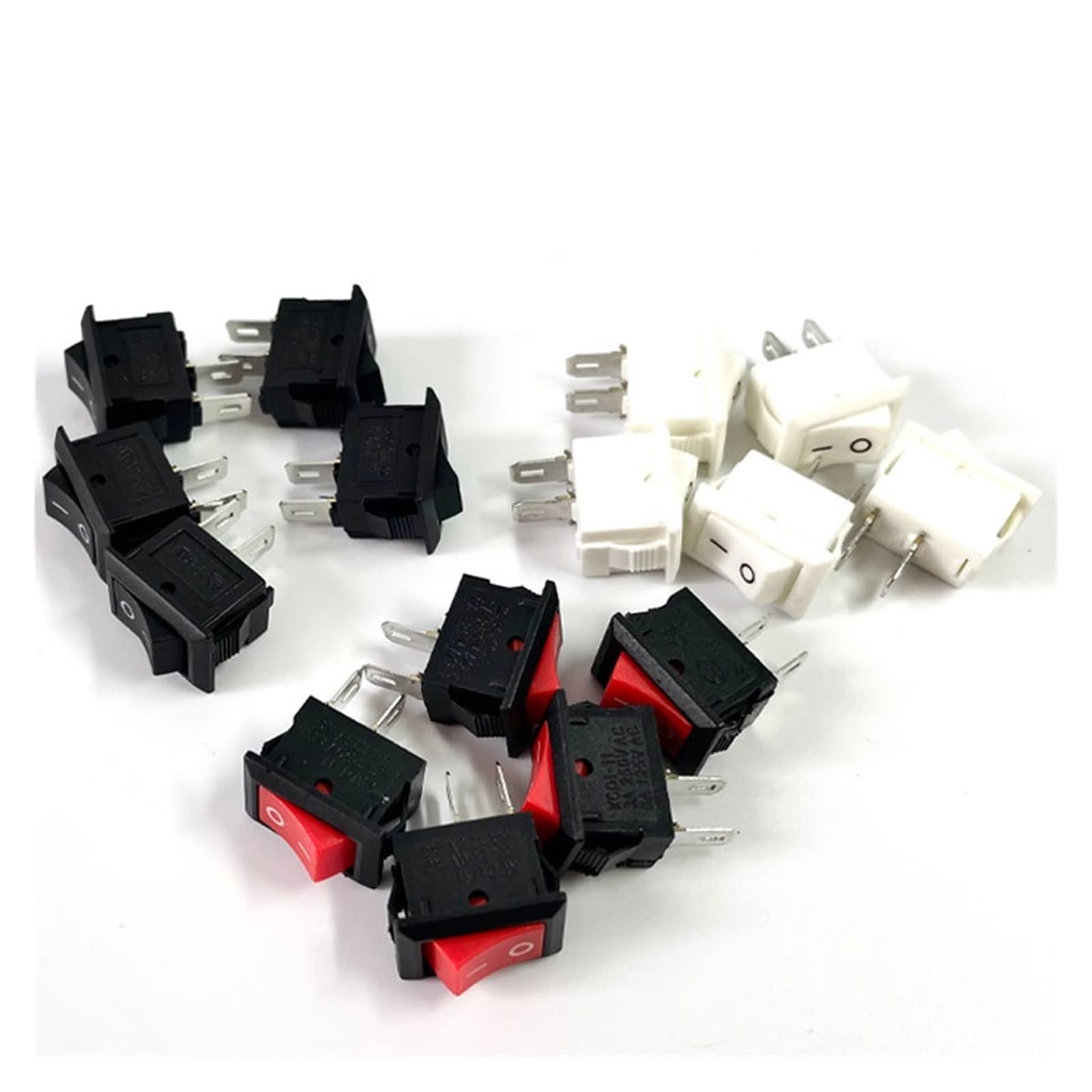 15pcs Rocker Switch SPST Black and Red Snap in Switches Button AC 250V 3A / 125V 6A 2 Pin I/O 10 * 15mm On-off Switch Rocker DERYLFGND(4) von DERYLFGND