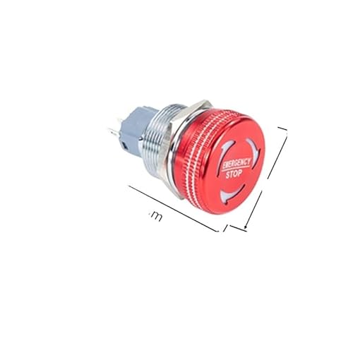 16/19/22mm Emergency Stop Metal Push Button Switch 1NO1NC Mushroom With LED Light Rotary 12V 24V 220V DERYLFGND(22mm,WHITE LIGHT_12-24V) von DERYLFGND