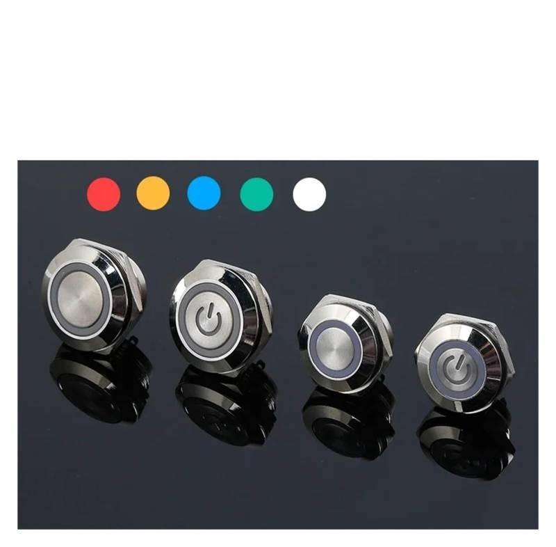 16/19MM short metal button switch, flat head, normally open, self resetting, illuminated metal light touch button, 4-pin DERYLFGND(3,19MM_CIRCULAR SIGN_3V-6V) von DERYLFGND