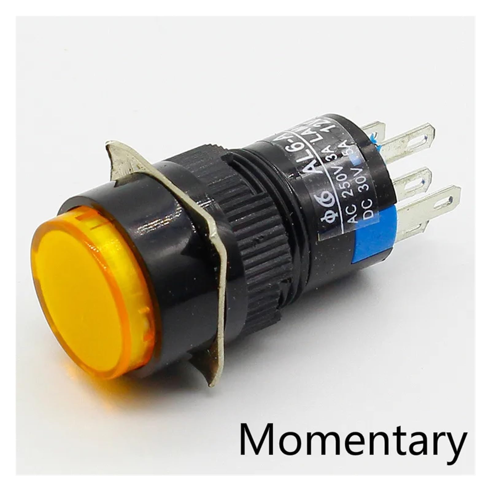 16mm DC 6V 12V 24V 220V LED Push Button Switch Blue Green Red Yellow White lamp Momentary push button auto reset DERYLFGND(Yellow,12V) von DERYLFGND