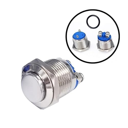 16mm Momentary Reset Metal Push Button Switch IP65 Copper 1NO High/Flat/Shape Screw Pin Foot Round Doorbell DIY DERYLFGND(1pc,PIN FOOT_FLAT HEAD) von DERYLFGND