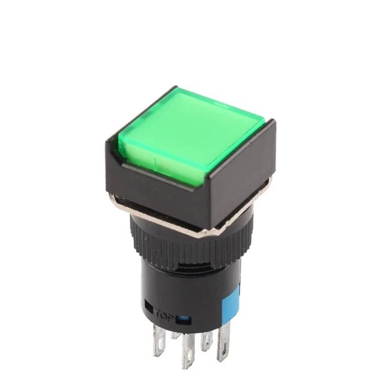 16mm With Light AB6 5Pin 8Pin Push Button Switch Small Square&Round Self-Locking Self-Reset Start Up Switch 3A/250V Power Switch DERYLFGND(Square Green,5PIN_SELF-RESET_24V WITH LIGHT) von DERYLFGND