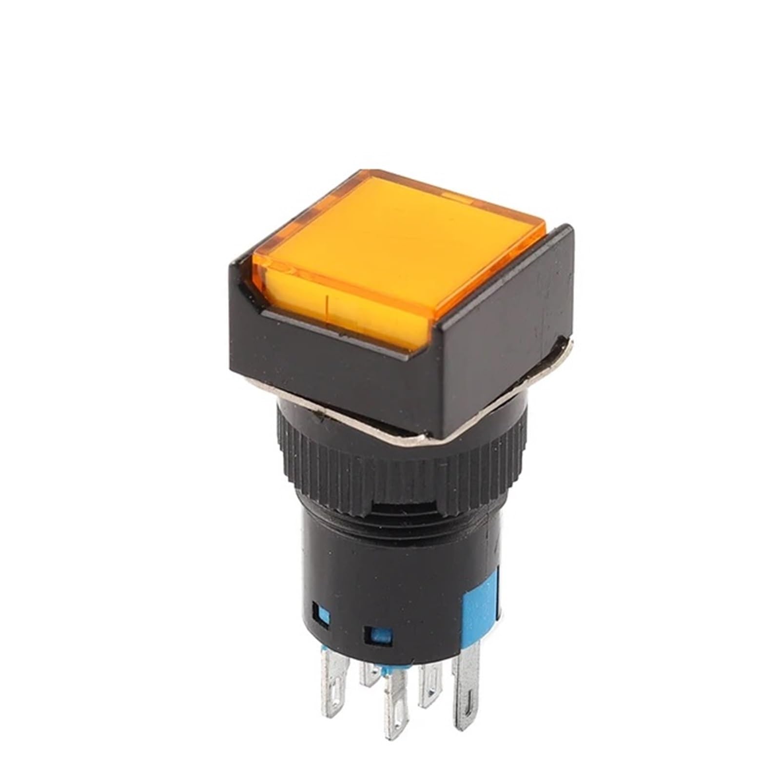 16mm With Light AB6 5Pin 8Pin Push Button Switch Small Square&Round Self-Locking Self-Reset Start Up Switch 3A/250V Power Switch DERYLFGND(Square Yellow,5PIN_SELF-LOCKING_12V WITH LIGHT) von DERYLFGND