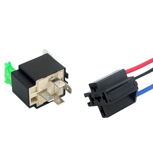 1PC 12V DC 4 Pin Car Automotive Fused Relay 30A Normally Open Relais 30A Fuse with 4pin/5Pin Backrest DERYLFGND(12V 4pin with socket) von DERYLFGND