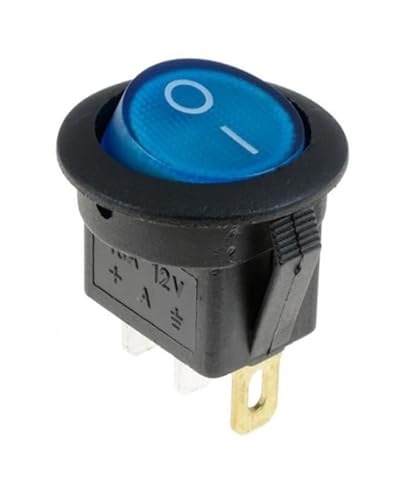 1PCS 12V LED illuminuted rocker switch 20A 12V push button switch Car button light switch ON/OFF Round Rocker Switch Boat DERYLFGND(Blue) von DERYLFGND