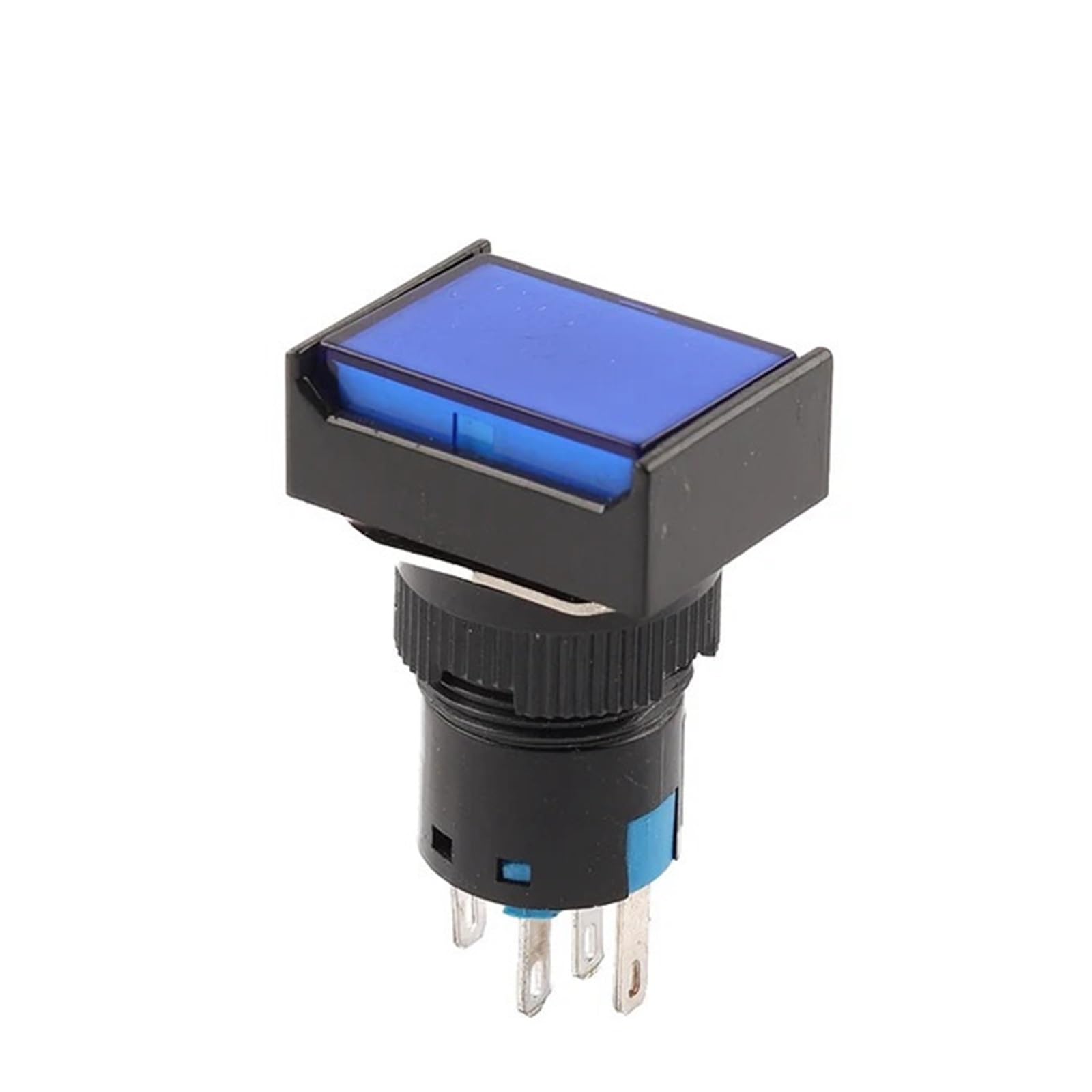 1PCS 16mm Push Button Switch 3 Pin 6 Pin Small Square&Round Self-Locking Self-Reset Start Up Switch 3A/250V Power Switch DERYLFGND(Rectangle Blue,3PIN_SELF-RESET_NO LIGHT) von DERYLFGND