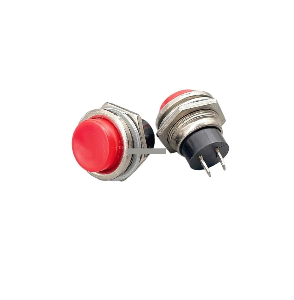 1PCS DS-212 Momentary SPST NO Red/Gray/Green/White/Black/Blue/Yellow Round Cap Push Button Switch AC 125V 3A DS212 DERYLFGND(Red) von DERYLFGND