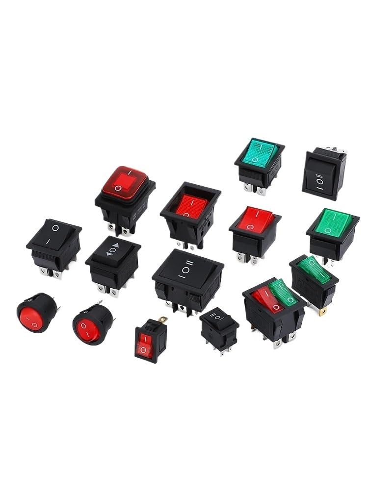 1PCS Round Rocker Switch LED illuminated Car Dashboard Dash Boat Van 12V 24V 16A 20A 6A/250V 10A/125V 2/3/4/5/6PIN Switch DERYLFGND(2Pin black ON-OFF) von DERYLFGND