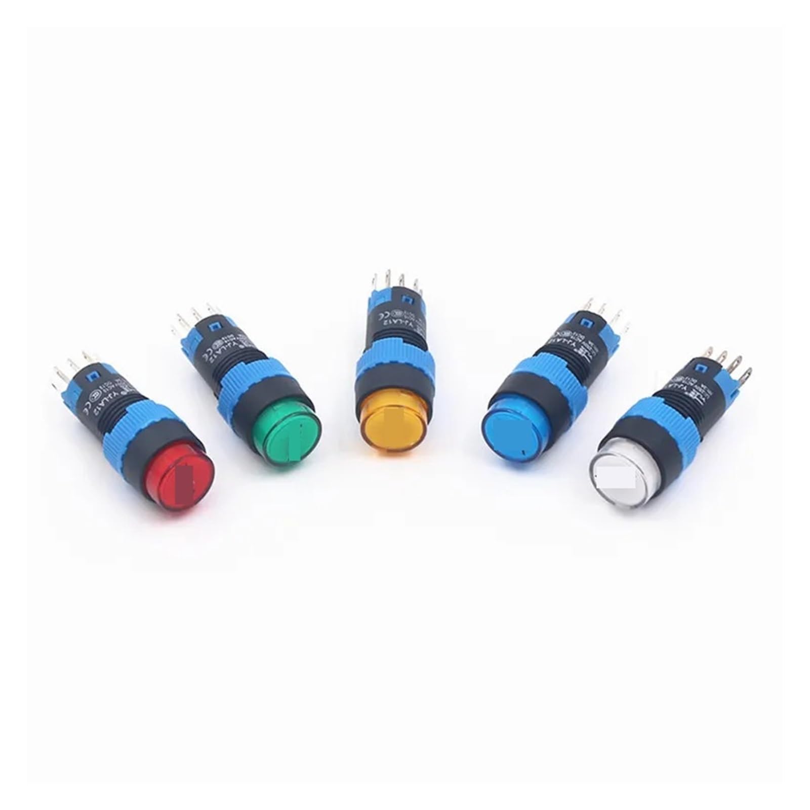 1Pcs 12mm Button Switch with Lamp 5 Pin NO+NC Self-lock/self-reset 6V 9V 12V 24V 220V LA12-11DN/11DZ DERYLFGND(Blue,SELF-LOCK_AC 9V) von DERYLFGND