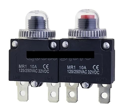 1pcs Circuit Breaker 10A 125/250VAC 32VDC Overload Protector Switch Fuse and cap DERYLFGND(Red head) von DERYLFGND