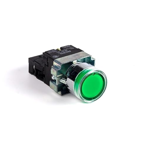 22mm Self-reset/Momentary XB2-BW Metal Push Button Switch with LED Light NO/NC 12V 24V 220V 380V Green Red Yellow Blue White DERYLFGND(Green,380V) von DERYLFGND