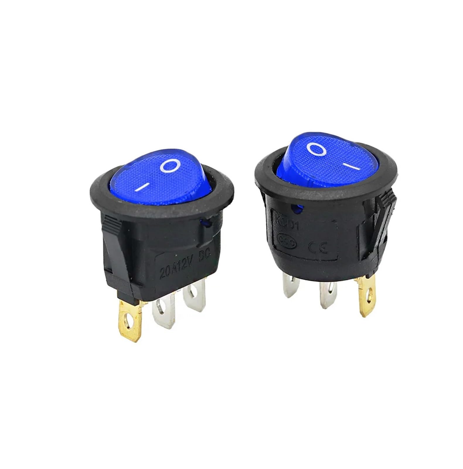 2PCS KCD1 Rocker Switch Blue ON-OFF 12V 220V 2 Position 3Pin Small Round Electrical Equipment With Light Power Switch DERYLFGND(2PCS Mix and match,220V) von DERYLFGND