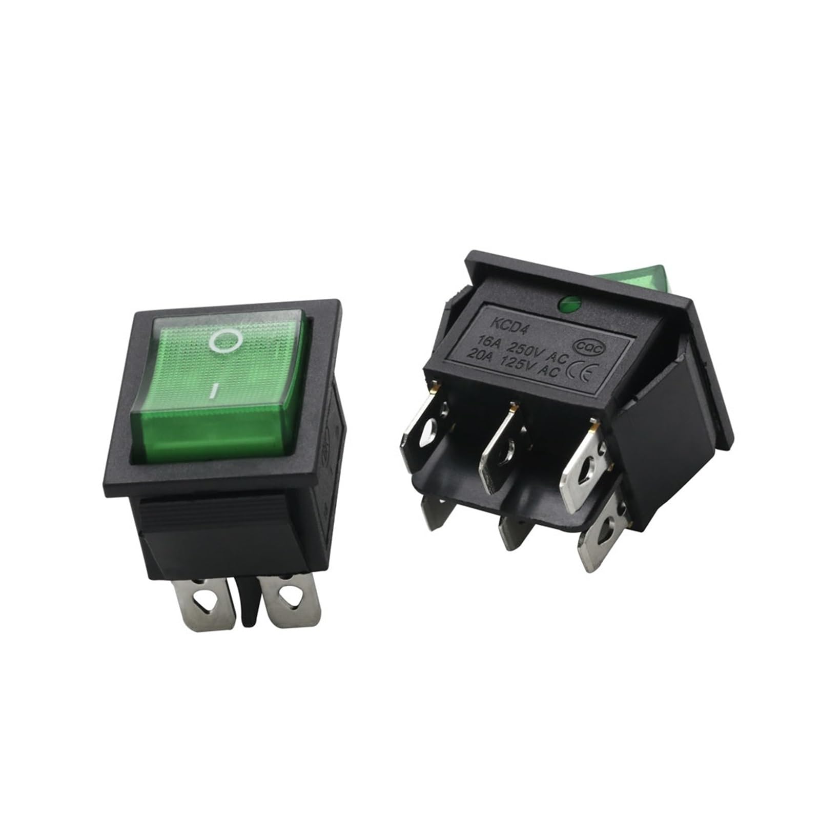 2PCS KCD4 Rocker Switch ON-OFF 2 Position 4 Pins / 6 Pins Power Switch 2 Position 16A 250VAC/ 20A 125VAC Ship Type Switch DERYLFGND(KCD4-102 6P Green) von DERYLFGND