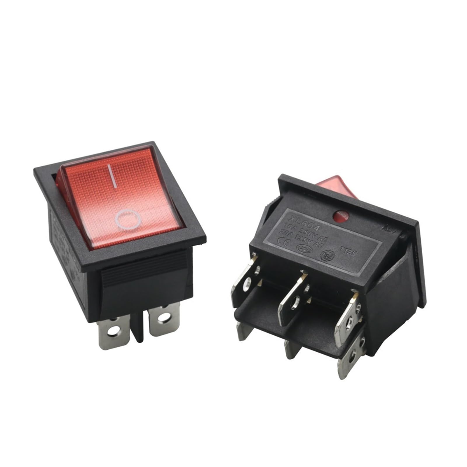 2PCS KCD4 Rocker Switch ON-OFF 2 Position 4 Pins / 6 Pins Power Switch 2 Position 16A 250VAC/ 20A 125VAC Ship Type Switch DERYLFGND(KCD4-102 6P Red) von DERYLFGND