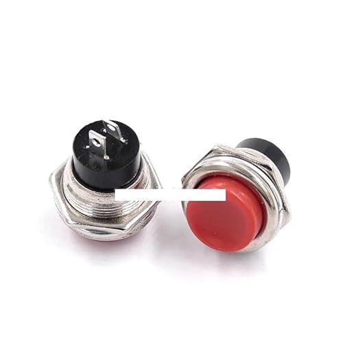 2Pcs 16mm Round Momentary Switch 3A 125V/AC 6A 125VAC DS-212 Self-reset Push Button Switch DS-212C Red Green DERYLFGND(2Pcs Red) von DERYLFGND