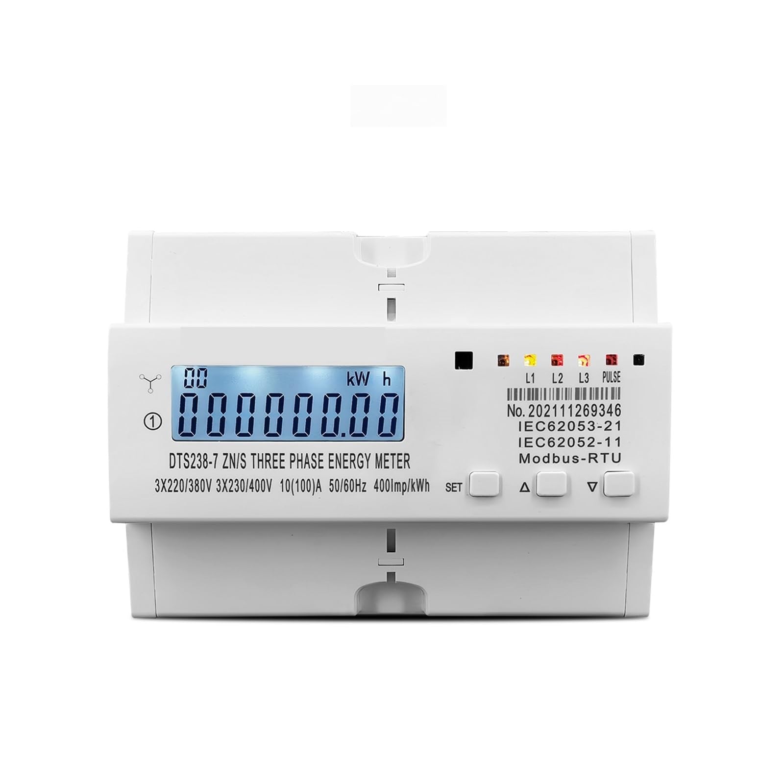 3 phase Din rail KWH Watt hour meter 3 * 220V 380V 400V 50Hz 60Hz voltage current DTS238-7 ZN/S with RS485 DERYLFGND von DERYLFGND