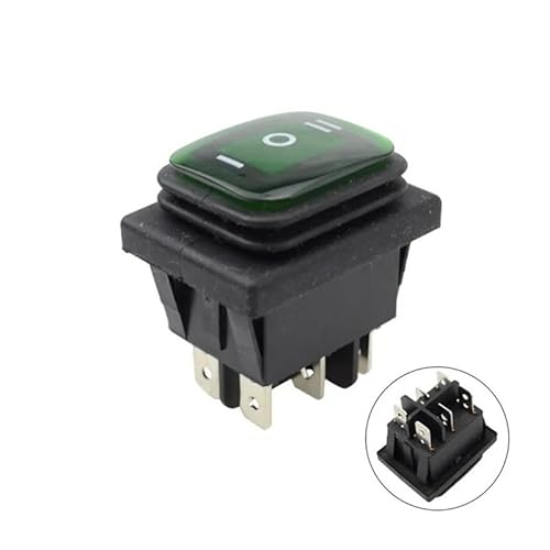 3Position Black Square 6Pins IP65 ON KCD2-9203 22X30.4mm ON-OFF-ON Function Type Rocker Switch DERYLFGND(Green) von DERYLFGND