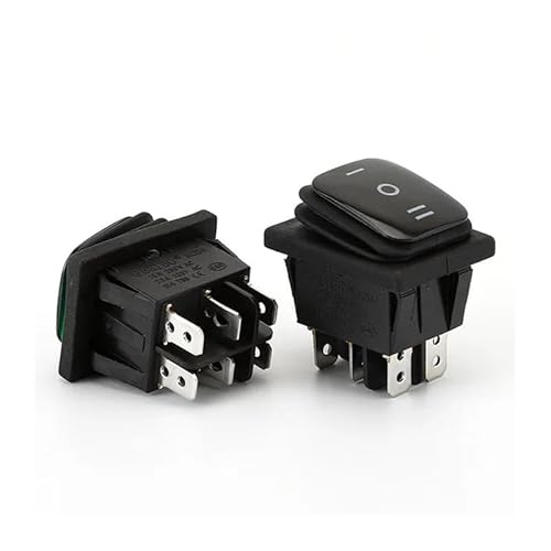 3Position Black Square 6Pins IP65 ON KCD2-9203 22X30.4mm ON-OFF-ON Function Type Rocker Switch DERYLFGND(No light) von DERYLFGND