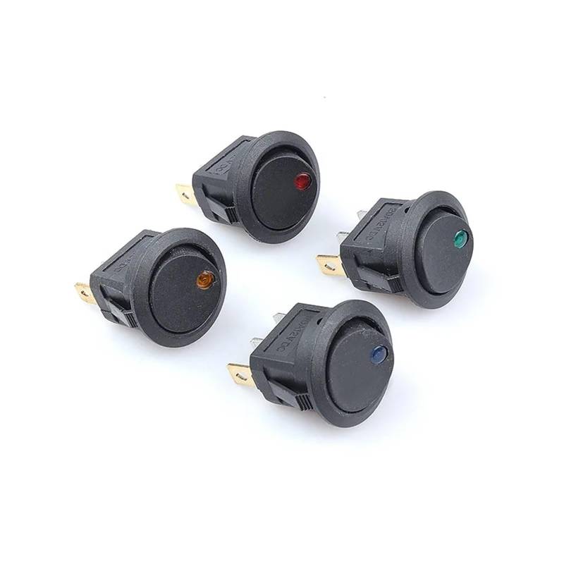 4pcs 12V 220V Waterproof Rocker Switch LED Dot Light Car Boat Round ON/OFF SPST Switch DERYLFGND(Mixed color,12V) von DERYLFGND