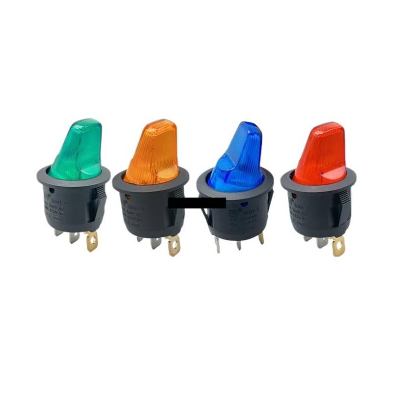 4pcs Handle circular boat shaped switch Handle 3-pin 2-speed boat shaped switch 20MM with light switch 12V/220V KCD1 DERYLFGND(1 mixed color each,12V) von DERYLFGND