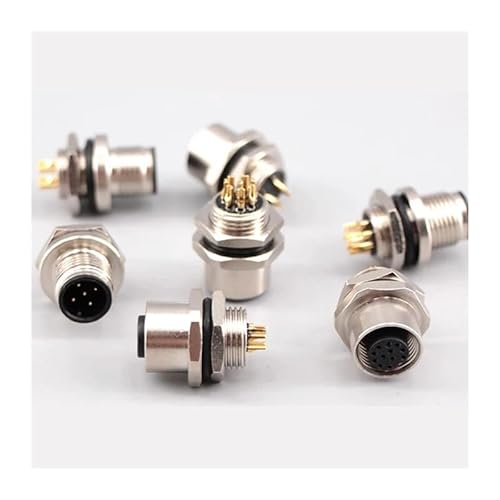 5/10/100 PCS M12 male and female socket 3 4 5 6 8 17 pins weld IP67/68 Install front/rear panel waterproof circular connectors DERYLFGND(BH 12mm 4p-male) von DERYLFGND