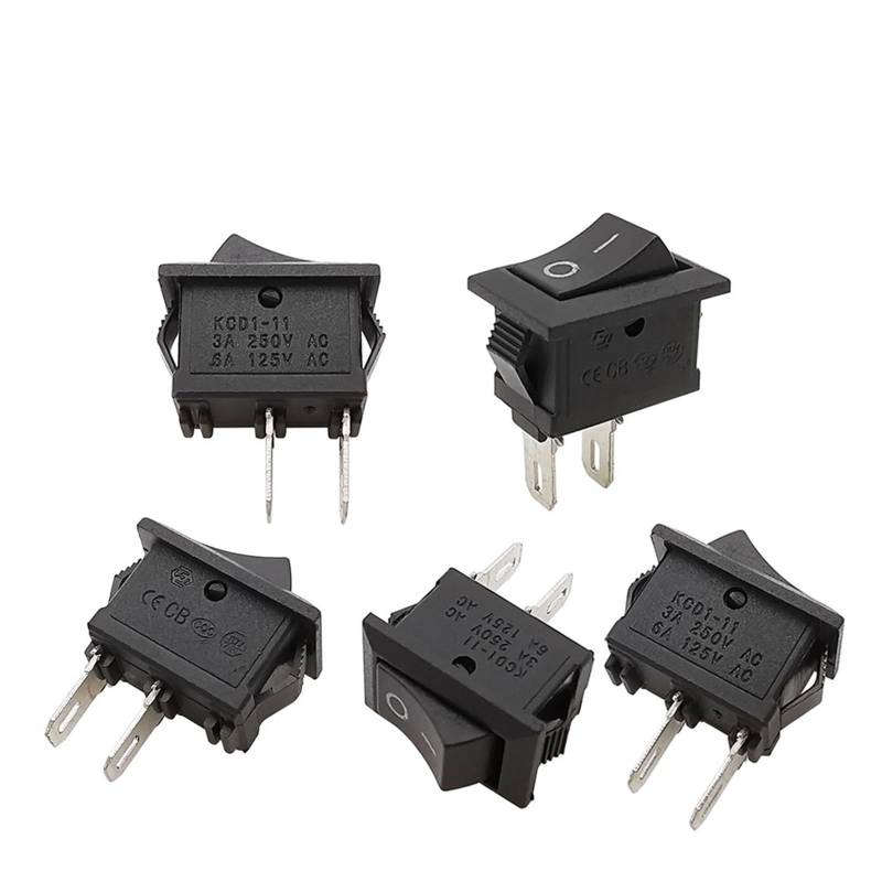 5/10/20Pcs Black Rocker Switch KCD1 2Pin 10x15mm SPST Push Button Switch 3A 250V AC ON OF 2 Position Snap-in Boat Switches DERYLFGND(30Pcs) von DERYLFGND