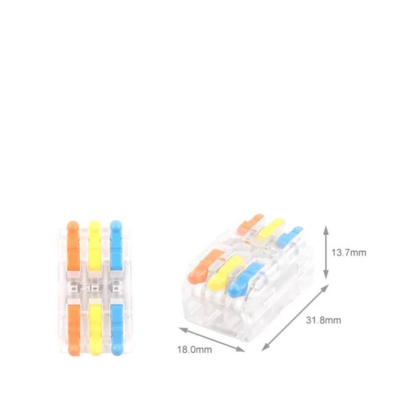 5/10PCS SPL-222 28-12AWG Compact Conductor Spring Splicing Docking Wire Cable Connector Push-in Terminal Block DERYLFGND(D3-3TM,One Size) von DERYLFGND