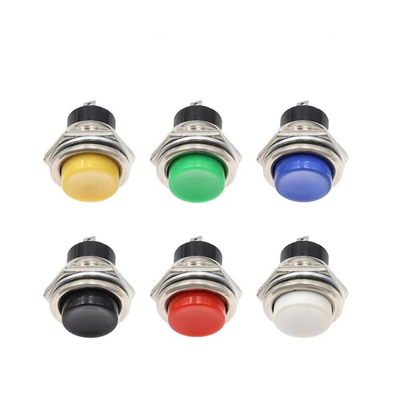 5/20PCS 16MM Power Switch Round Red Switch DS-212 Small Self-Reset Momentary Push Button Start Compound Button Power Switch DERYLFGND(2P) von DERYLFGND