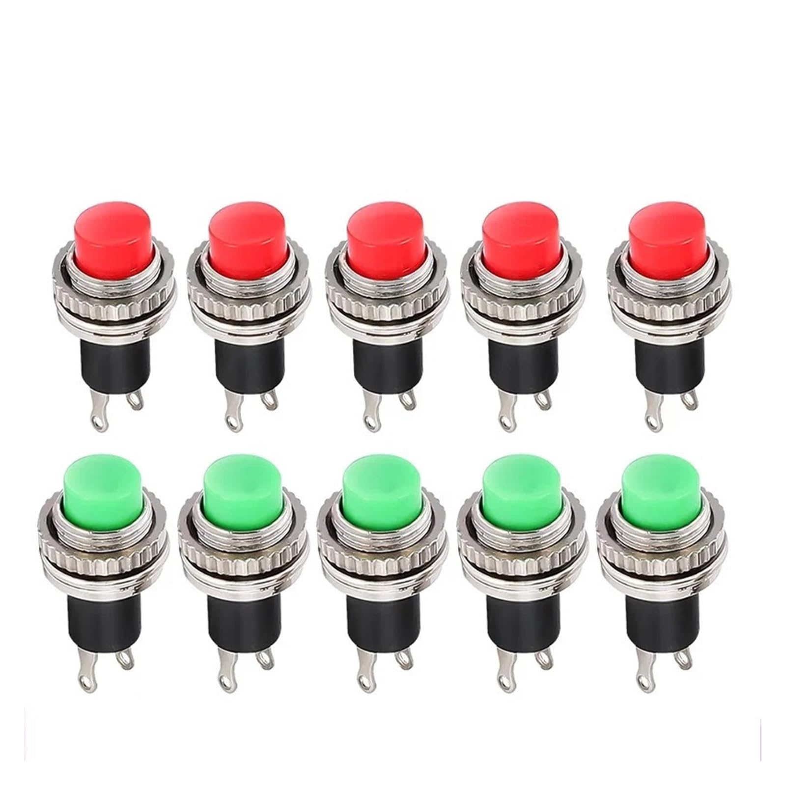 5/20PCS Small 10MM DS-314 Lock-Free Button Switch Unlocked Self-reset Doorbell Horn Switches Fixed Upper Threaded Panel DERYLFGND(Green,100PCS) von DERYLFGND