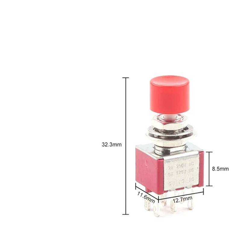 5PCS 6mm 3/6Pin 2 Position Momentary Automatic Push Button Switchl ON OFF 5A125V/2A250V Toggle Switch DERYLFGND(PB103R 6 Pin) von DERYLFGND