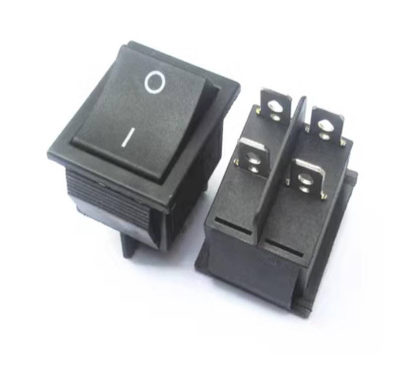 5PCS KCD4 Boat Type Small Warped Rocker Button Switch Power 4Pin 6Pin With Light 16A AC250V 20A 125V Self-Locking/Resetting DERYLFGND(Black 4 pin 25x31) von DERYLFGND