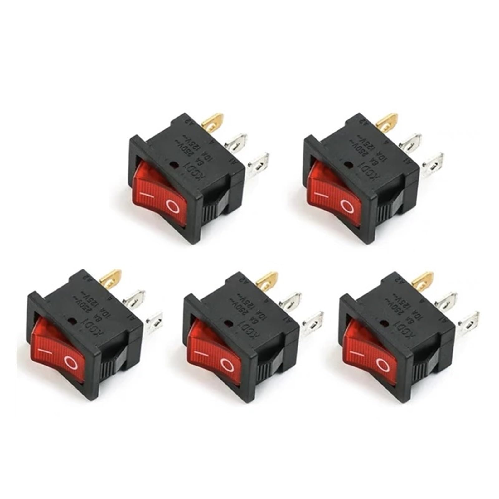 5Pcs/Lot KCD1 2 Pin 250V 3A SPST Black Boat Switch 21 * 15mm Snap-in ON OFF Rocker Position Switch KCD1 With lamp DERYLFGND(3Pin ON-OFF With LED) von DERYLFGND