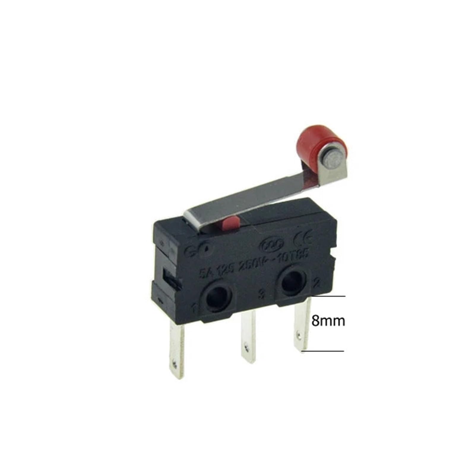 5Pcs Limit Switch NO NC 3 Pins PCB Terminals SPDT 5A 125V 250V 29mm Roller Arc lever Snap Action Push Microswitches DERYLFGND(Roller Lever 8mm Pin) von DERYLFGND