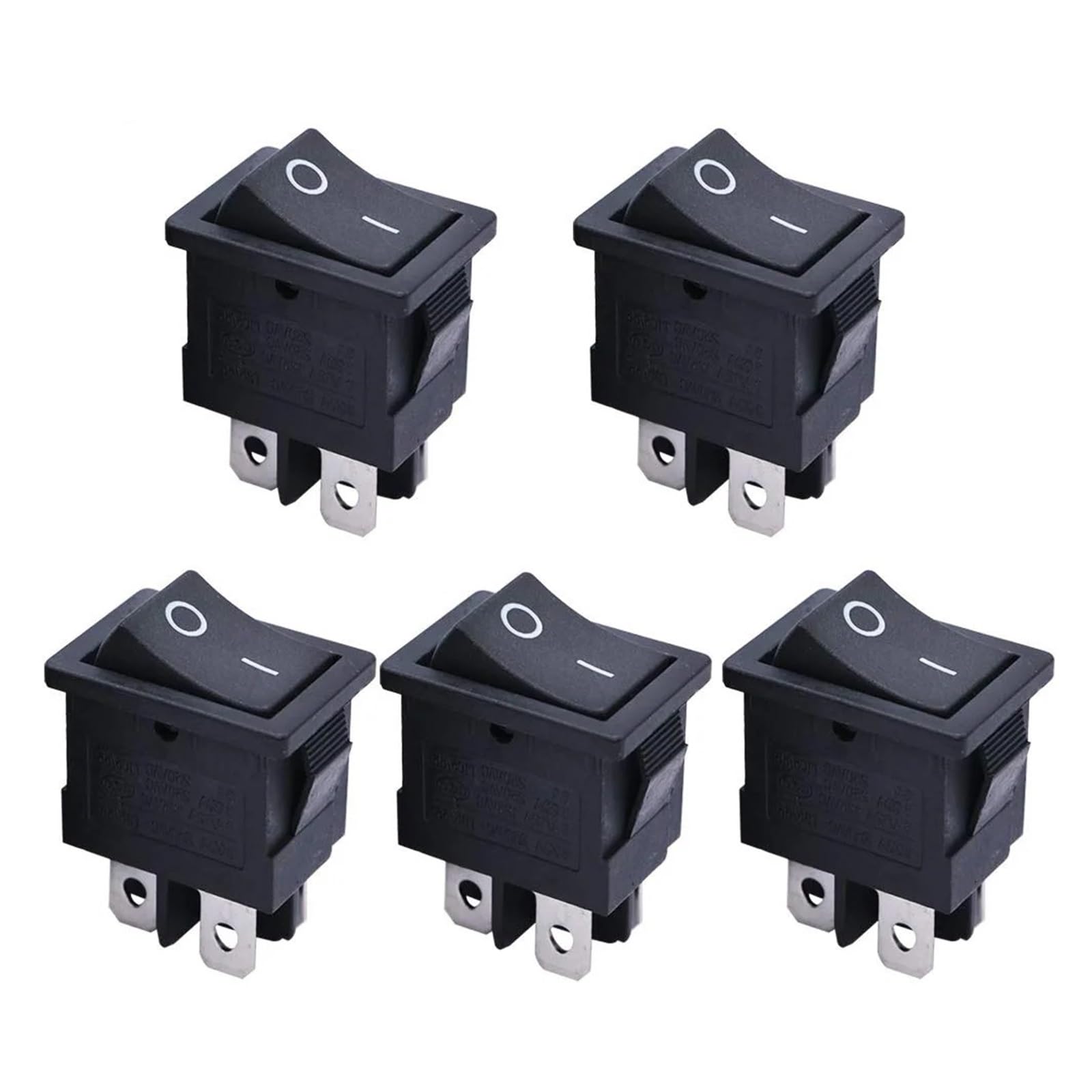 5Pcs Rocker Switch 4 Pins 2 Position ON/Off AC 6A/125V 10A/250V DPST Car Boat Black Rocker Switch DERYLFGND von DERYLFGND