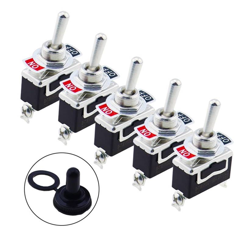 5pcs 15A 250V ON/OFF SPST 2Pin Heavy Duty Rocker Switch Car Boat Rocker Toggle Switch With Waterproof Boot DERYLFGND von DERYLFGND