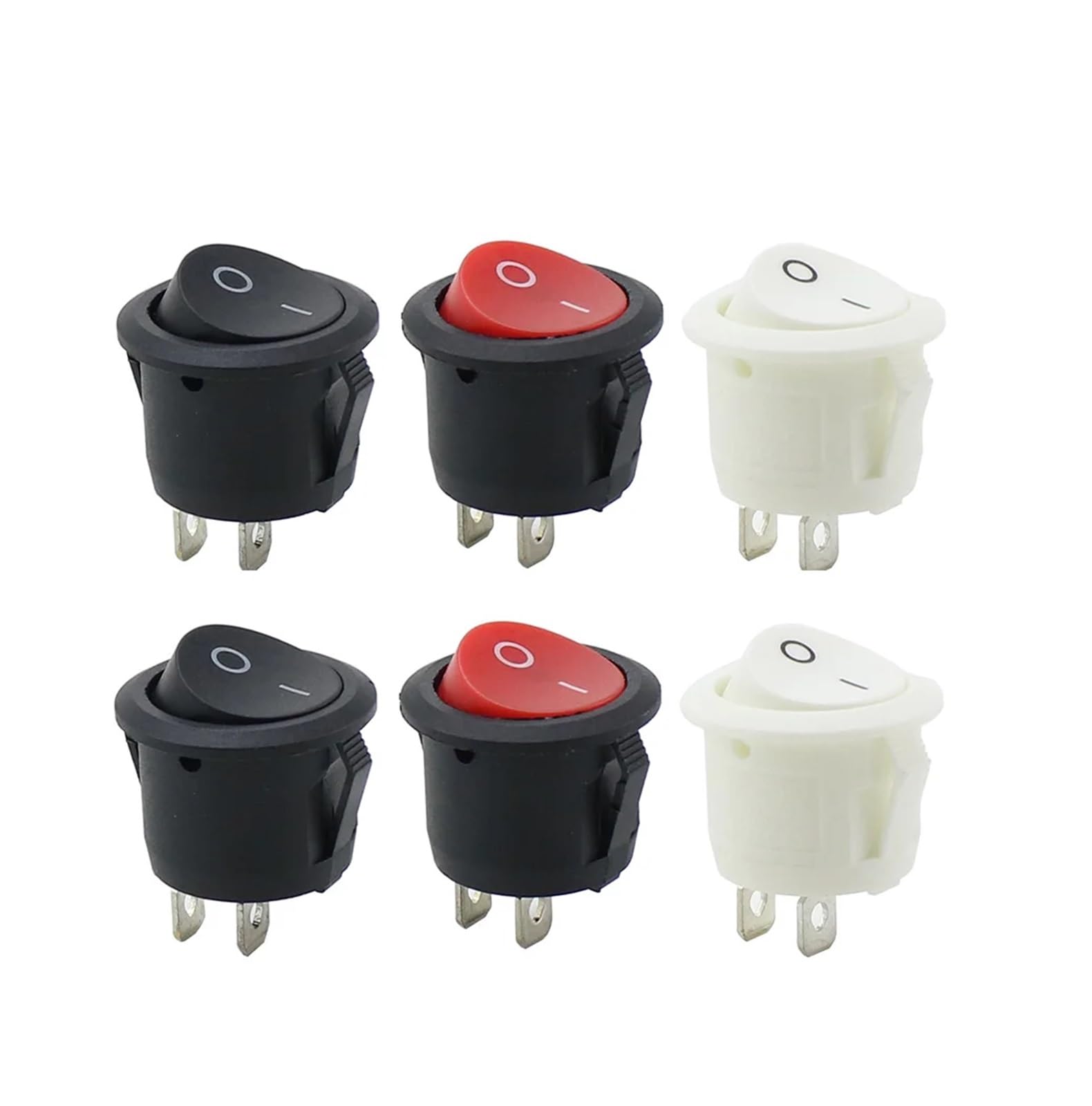 6Pcs 20mm Diameter Round Rocker Switches Black Round Black White Red 2 Pin ON-OFF Rocker Switch KCD1-105 DERYLFGND(4,3pin) von DERYLFGND