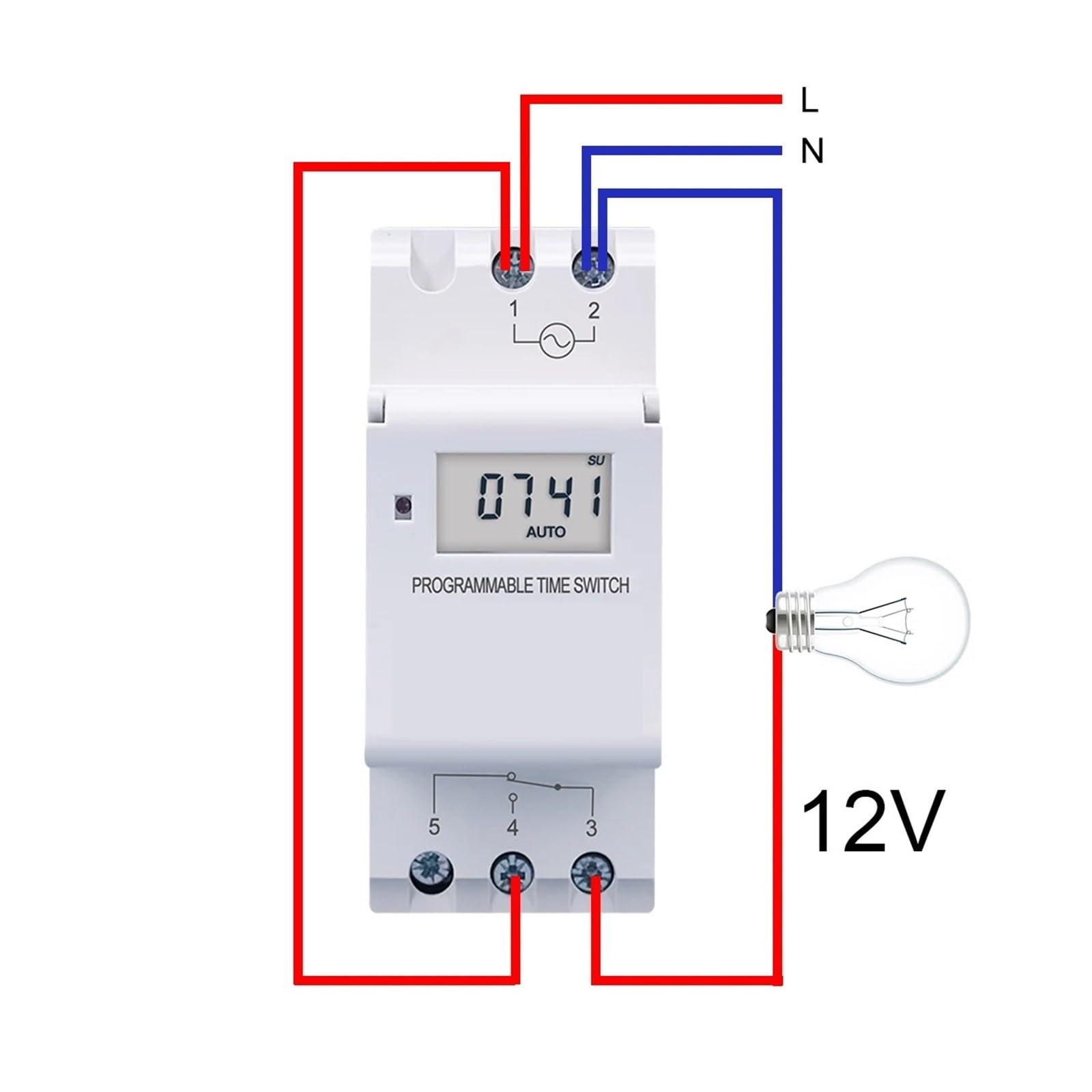 8pcs Din Rail single phase Weekly 7 Days Programmable Digital TIME SWITCH Relay Timer Control AC 220V 230V 12V 24V 48V 16A DERYLFGND(15A,12V AC DC) von DERYLFGND