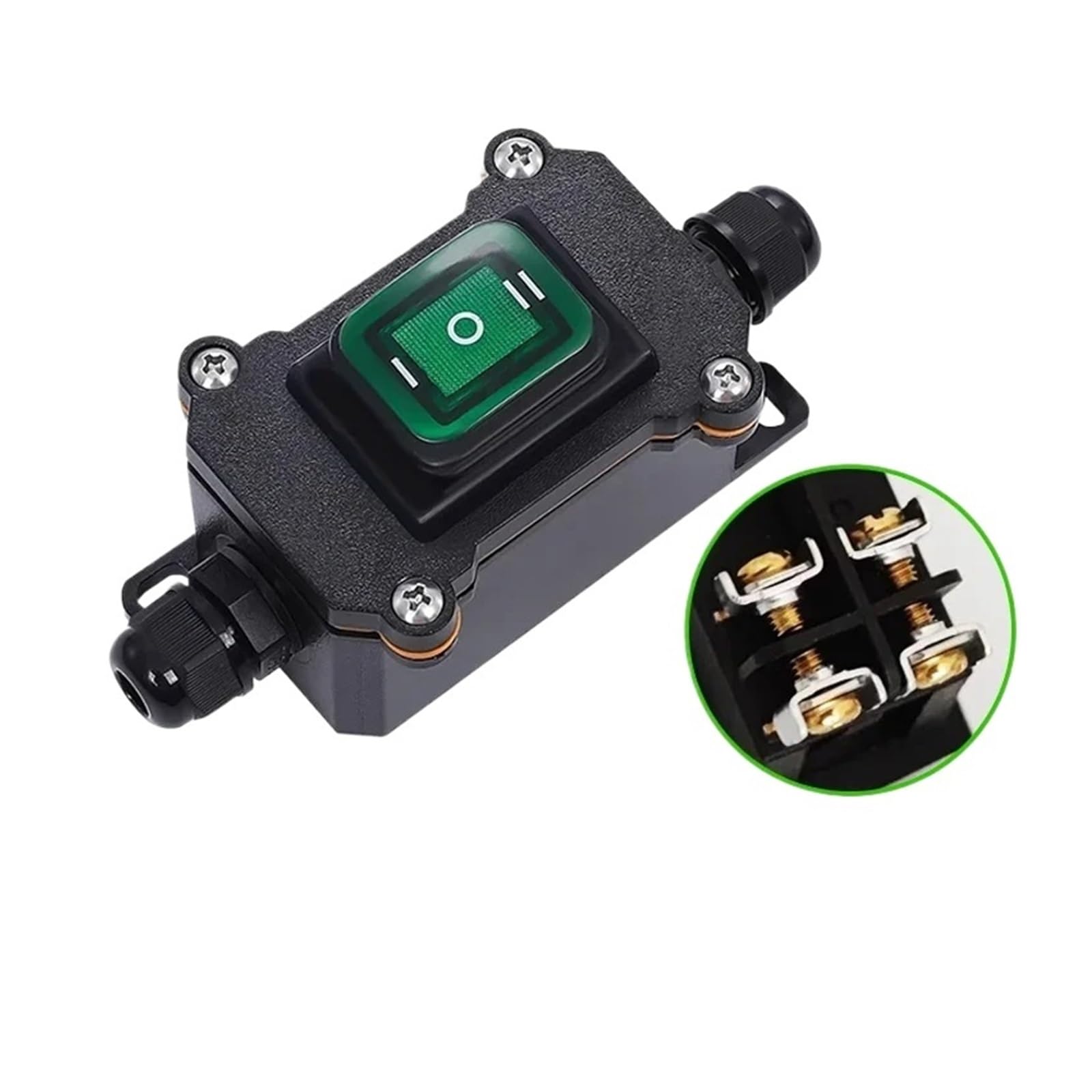 IP65 220V/24V/16A/30A Waterproof Switch Waterproof Ship Type Switch Rain Proof Outside Electrical Room Ampere Box Second Gear DERYLFGND(Double green 12-24V,20 PCS) von DERYLFGND