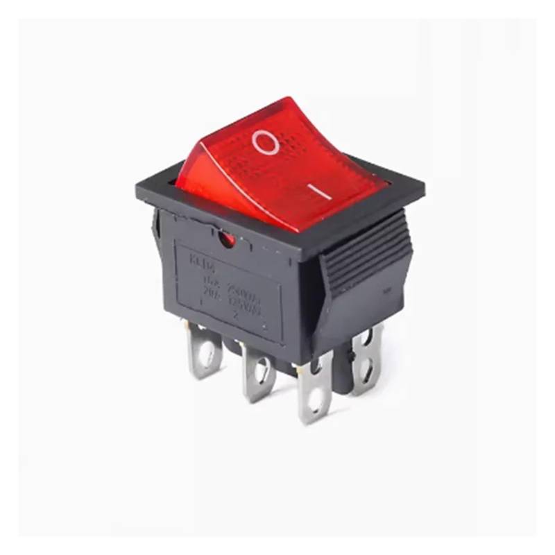 KCD4 Rocker Switch ON-OFF ON-OFF-ON 6PIN Electrical Equipment With Light Power Switch 16A 250VAC /250A 125V DERYLFGND(6P2T red light,One Size) von DERYLFGND