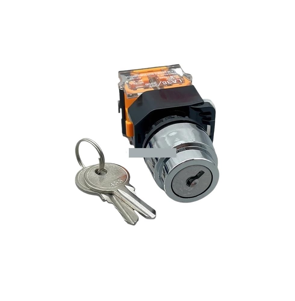 LA38-11Y/2 LA38-20Y/3 22mm Knob Selector Rotary Lock Key Switch 2 3 Position 1NO1NC 2NO with 2 Keys Latching Push Button Switch DERYLFGND(3nd gear,Self-locking) von DERYLFGND