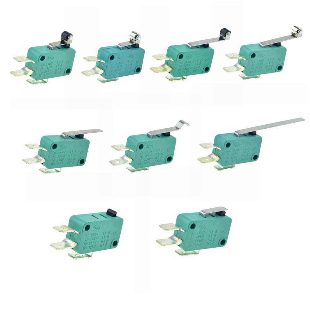 Limit Switches 16A 250V 125V NO+NC+COM 6.3mm 3 Pins SPDT Switch 28mm 52mm Arc Roller Lever Touch Switch Microswitch DERYLFGND(28mm Lever) von DERYLFGND