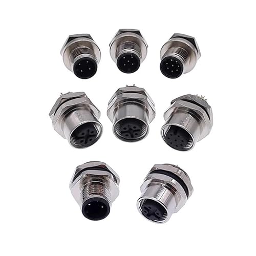 M12 Panel Back Socket Sensor Connector Waterproof Screw Threaded Coupling Male Female 3 4 5 8Pin M1216 DERYLFGND(M12 Female 4pin) von DERYLFGND