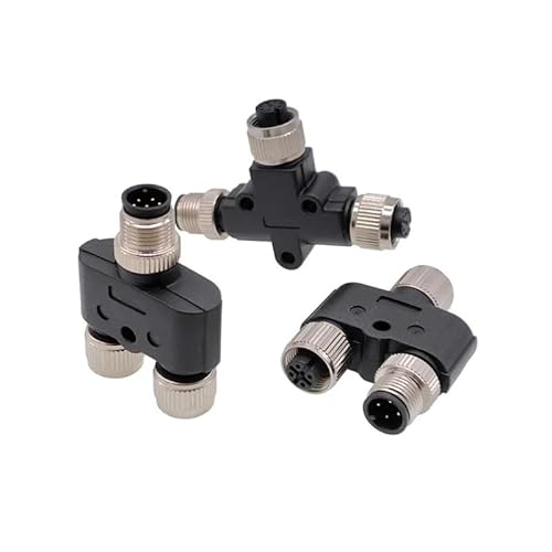 M12 Sensor Connector Waterproof Three-way Pipe Conversion Male Female 4 5 8pin Y Shaped T Type A Code Connectors DERYLFGND(4P Y (1M-2F)) von DERYLFGND