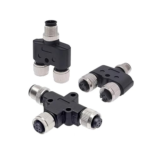 M12 Sensor Connector Waterproof Three-way Pipe Conversion Male Female 4 5 8pin Y shaped T Type A code Connectors DERYLFGND(4Y (1 male 2 female)) von DERYLFGND