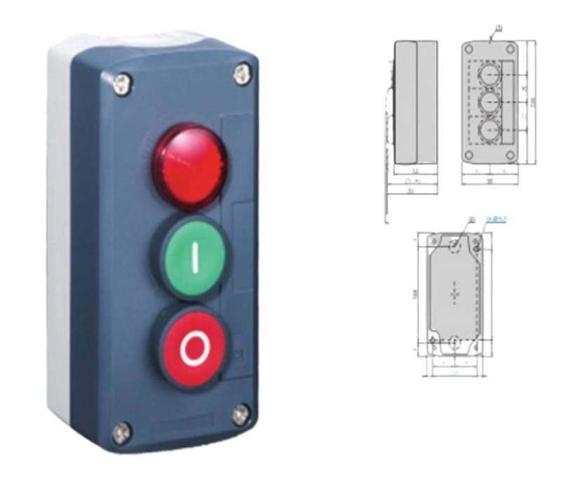 Push button switch station SAL(LA68H)-D363B light with red integral LED 1flush green 1flush red DERYLFGND(AC110V) von DERYLFGND