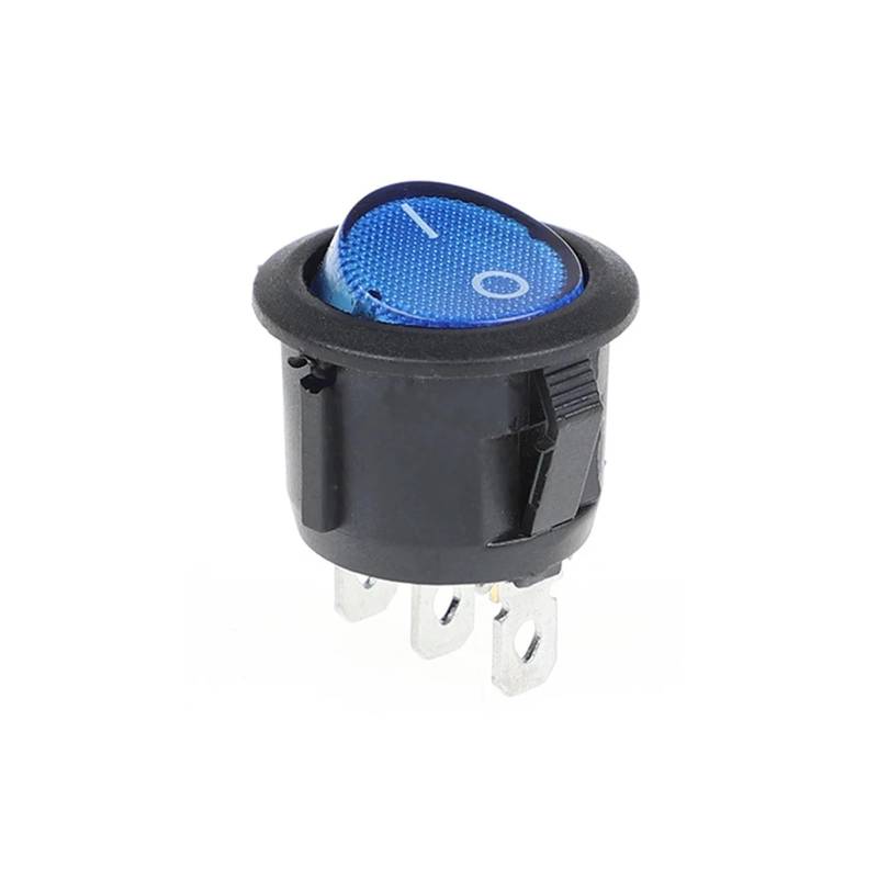 Round Head Rocker Switch 20MM ON-OFF 2 Position Push Button Switch with LED Illuminate 3-Pin Terminal DERYLFGND(Blue LED,12V) von DERYLFGND