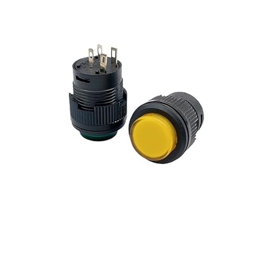 Self-lockin 16MM Latching/Momentary push button switch with 5Color LED lighting 4Pin R16-503/AD R16-503/BD DERYLFGND(Yellow,5PCS_LATCHING) von DERYLFGND