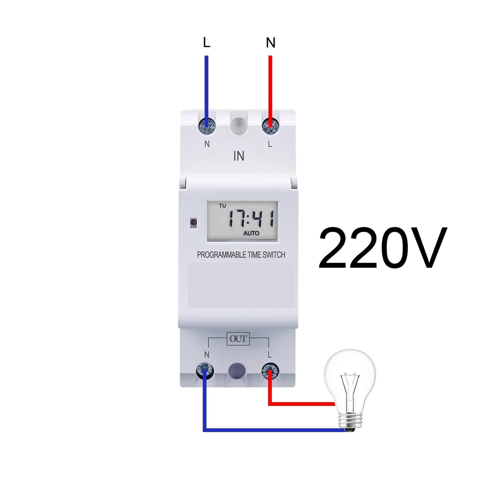 type Din Rail single phase Weekly 7 Days Programmable Digital TIME SWITCH Relay Timer Control AC 220V 230V 12V 24V 48V 16A DERYLFGND(15A,220V AC) von DERYLFGND